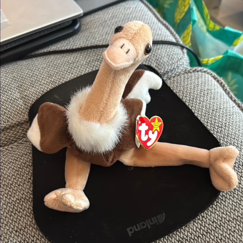Ty Brown and Cream Stuffed Ostrich